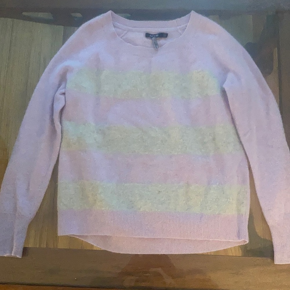 Apt 9 100% Cashmere Pale Lilac Gray Looser Fit Fishtail Sweater Women Size Small